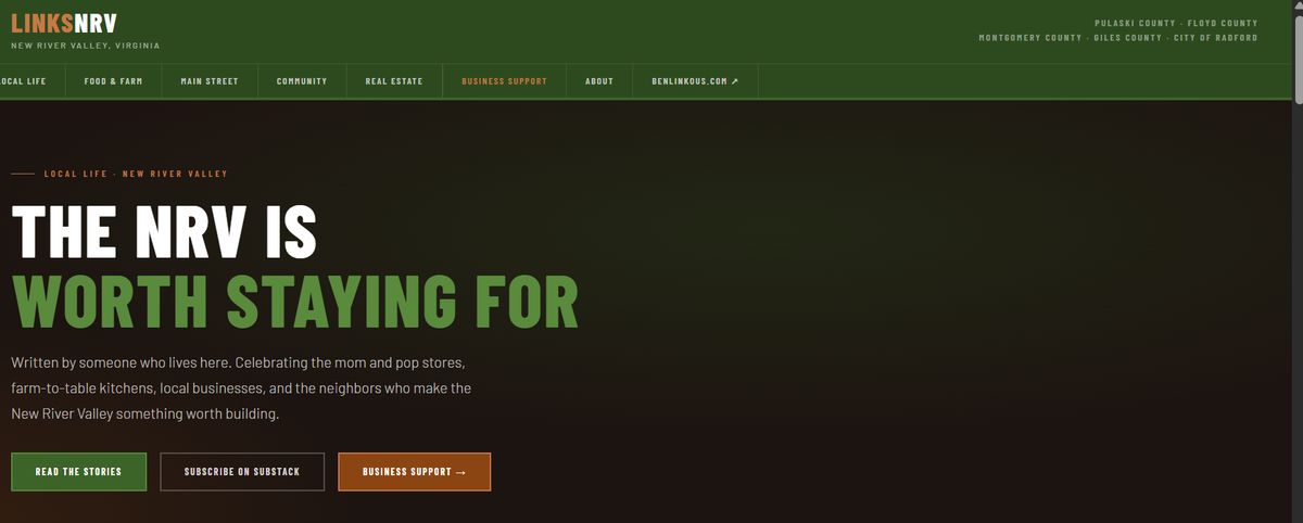 Homepage of the LinksNRV website